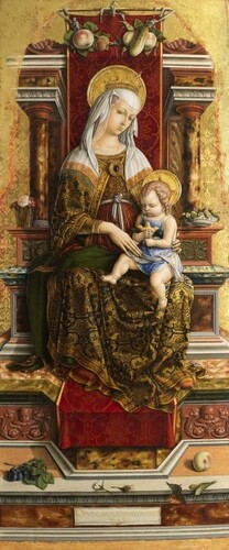Мадонна на троне. Алтарный триптих Камерино, центральная часть.
Карло Кривелли, 1482.