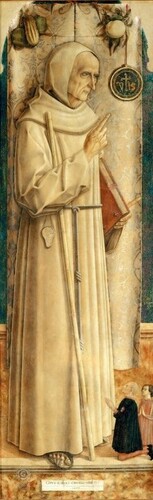 Святой Иаков Маркский с двумя коленопреклоненными донаторами.
Карло Кривелли, 1477.